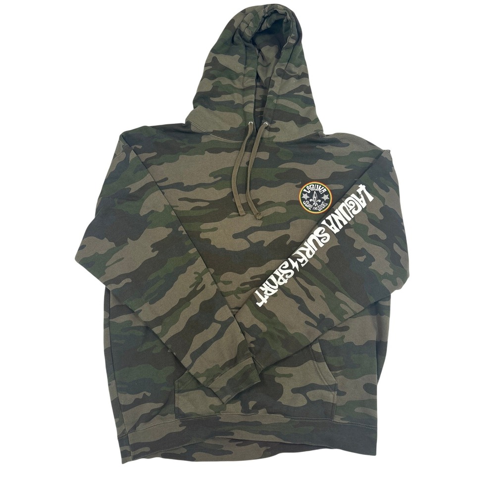 Laguna Surf and Sport Camo Hoodie Mens XL Graphic Sleeve Logo Green Camouflage